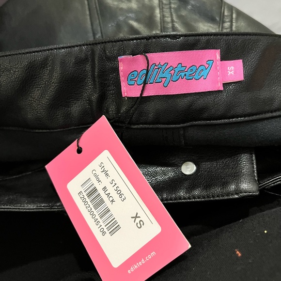 Edikted Black Faux Leather Pants - Picture 7 of 7